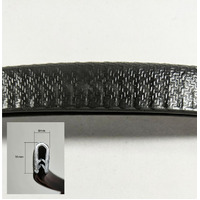 Rubber Pinch Weld Seal Strip Black 16mm High x8mm Wide - 1 Meter Length